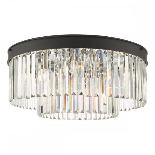 dar lighting Där Lighting Group, CEL4822 Celeus 6 Light Flush Matt Anthracite & Crystal - dar lighting Där Lighting Group, CEL4822 Celeus 6 Light Flush Matt Anthracite & Crystal