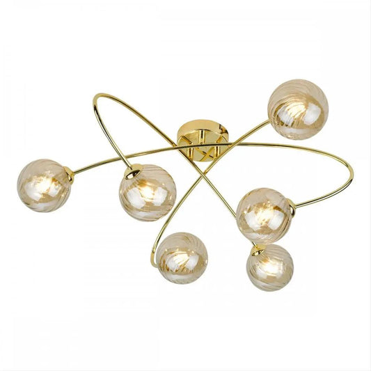 dar lighting Där Lighting Group, ETT6435 Etta 6 Light Semi Flush Polished Gold Champagne Glass - dar lighting Där Lighting Group, ETT6435 Etta 6 Light Semi Flush Polished Gold Champagne Glass