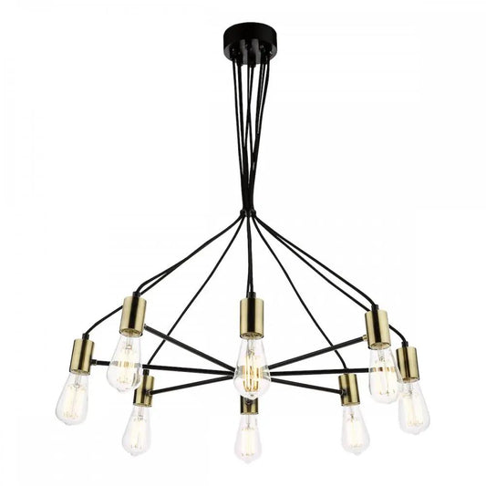 dar lighting Där Lighting Group, GAB0854 Gabriel 8 Light Pendant Satin Black Antique Gold - dar lighting Där Lighting Group, GAB0854 Gabriel 8 Light Pendant Satin Black Antique Gold