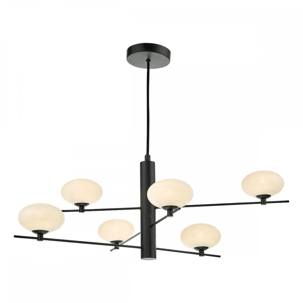 dar lighting Där Lighting Group, JAS0622 Jasper 6 Light Pendant Matt Black Opal Glass - dar lighting Där Lighting Group, JAS0622 Jasper 6 Light Pendant Matt Black Opal Glass