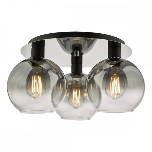 dar lighting Dar Lighting Group, LYC5322 Lycia 3 Light Flush Matt Black Smoked Ombre Glass (S) - dar lighting Dar Lighting Group, LYC5322 Lycia 3 Light Flush Matt Black Smoked Ombre Glass (S)