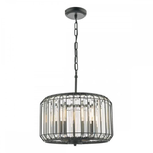 dar lighting Där Lighting Group, NAE0322 Naeva 3 Light Pendant Satin Black Crystal - dar lighting Där Lighting Group, NAE0322 Naeva 3 Light Pendant Satin Black Crystal