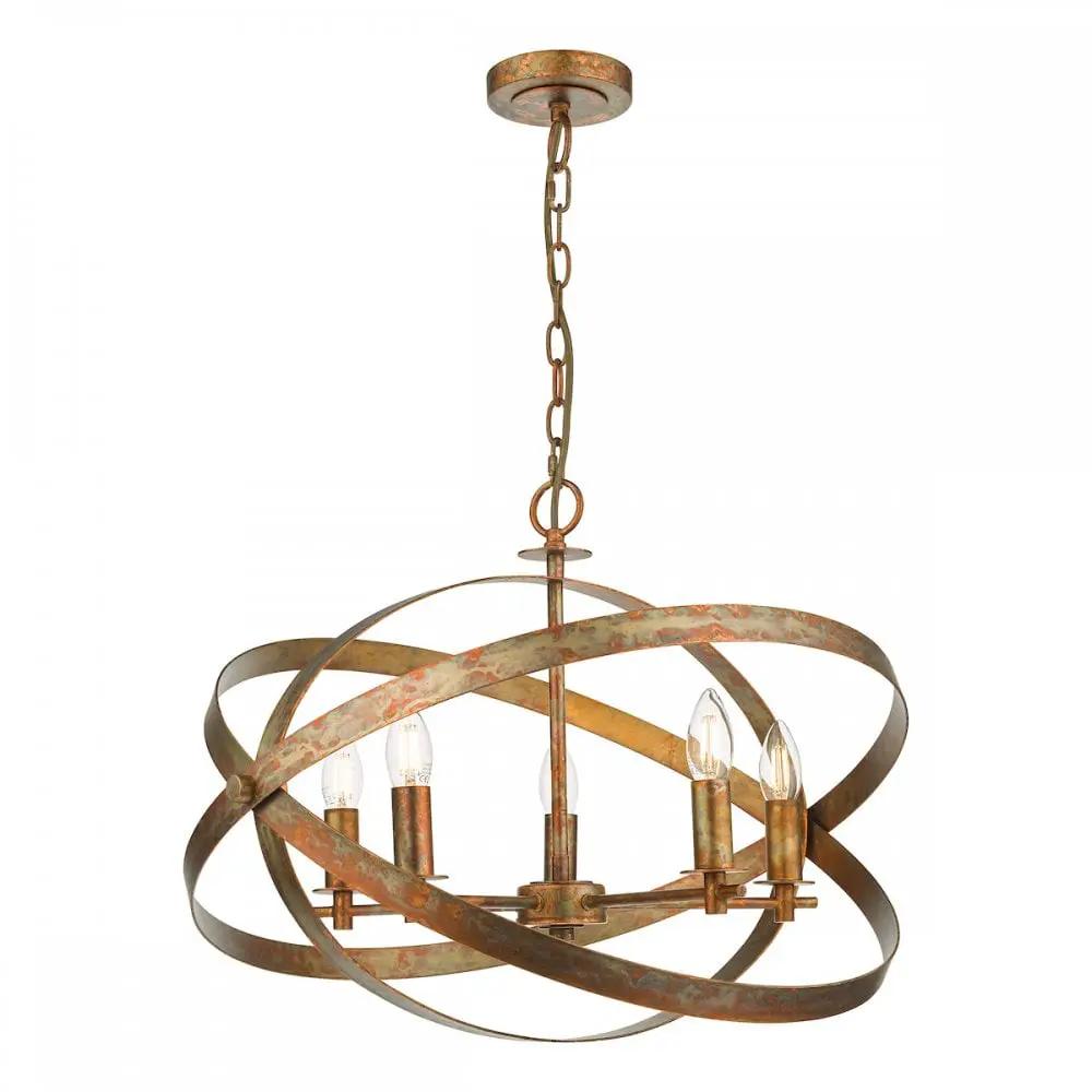 dar lighting Där Lighting Group, NIT0564 Nitya 5 Light Pendant Mottled Copper - dar lighting Där Lighting Group, NIT0564 Nitya 5 Light Pendant Mottled Copper