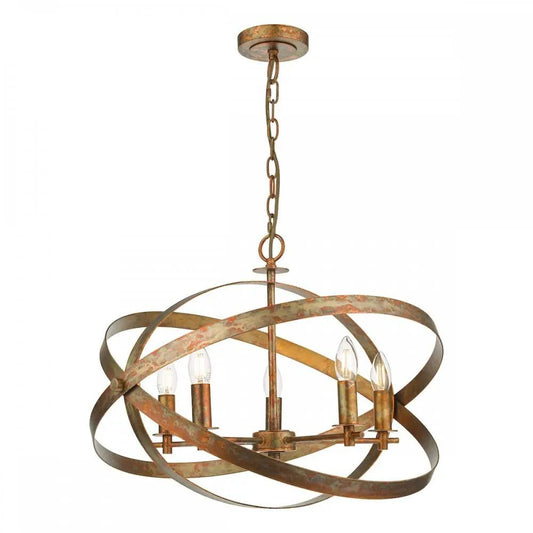 dar lighting Där Lighting Group, NIT0564 Nitya 5 Light Pendant Mottled Copper - dar lighting Där Lighting Group, NIT0564 Nitya 5 Light Pendant Mottled Copper