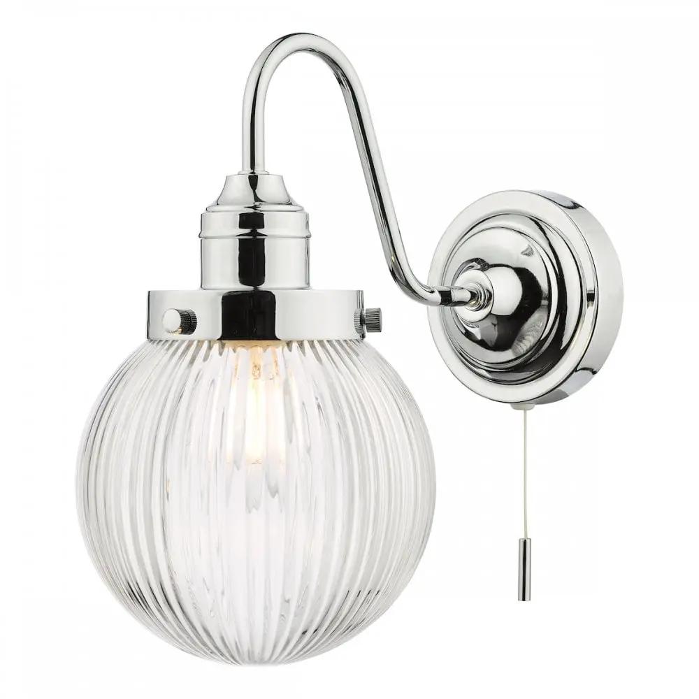 dar lighting Där Lighting Group TAM0750-IP44 Tamara Bathroom Wall Light Polished Chrome Ribbed Glass - dar lighting Där Lighting Group TAM0750-IP44 Tamara Bathroom Wall Light Polished Chrome Ribbed Glass