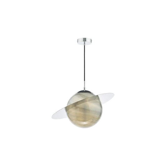 dar lighting Där Lighting Group, SAT0150 Saturn Pendant Planet Style Glass and Polished Chrome - dar lighting Där Lighting Group, SAT0150 Saturn Pendant Planet Style Glass and Polished Chrome
