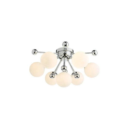 dar lighting Där Lighting Group, URS5050 Ursa 7 Light Flush Polished Chrome and Opal Glass - dar lighting Där Lighting Group, URS5050 Ursa 7 Light Flush Polished Chrome and Opal Glass