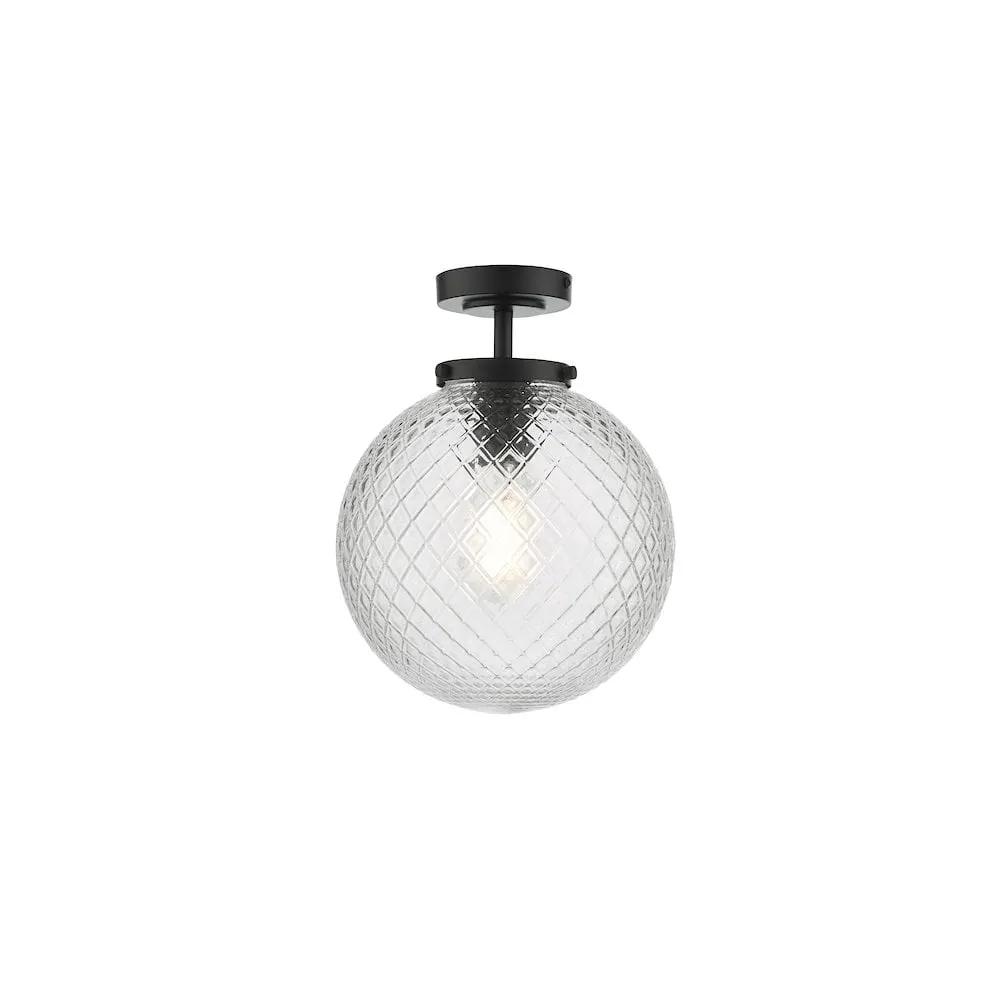 dar lighting Där Lighting Group, WAY0122 Wayne Bathroom Semi Flush Matt Black Opal Glass IP44 - dar lighting Där Lighting Group, WAY0122 Wayne Bathroom Semi Flush Matt Black Opal Glass IP44