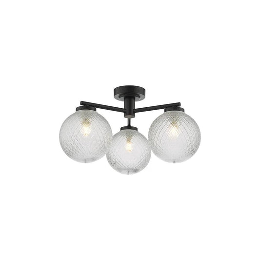 dar lighting Där Lighting Group, WAY5322 Wayne Bathroom 3 Light Semi Flush Matt Black Glass IP44 - dar lighting Där Lighting Group, WAY5322 Wayne Bathroom 3 Light Semi Flush Matt Black Glass IP44
