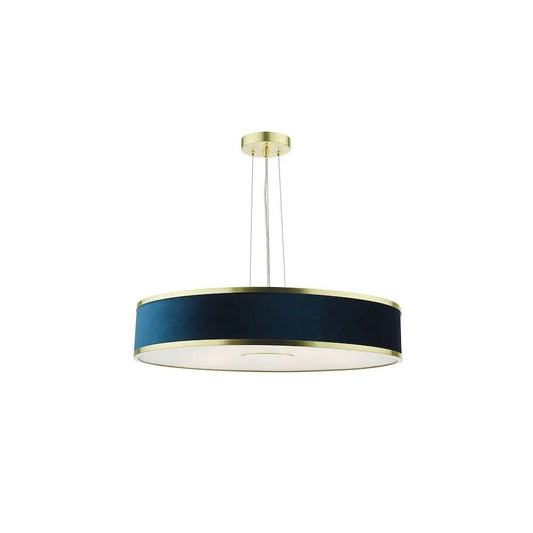 dar lighting Där Lighting Group, ALV1723 Alvaro 6 Light Pendant Brushed Brass With Blue Shade - dar lighting Där Lighting Group, ALV1723 Alvaro 6 Light Pendant Brushed Brass With Blue Shade