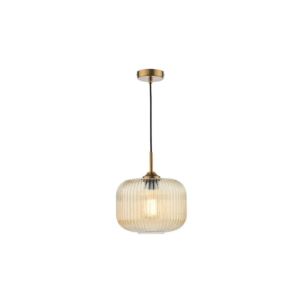 dar lighting Där Lighting Group DEM0106 Demarius Pendant Natural Brass and Amber Glass - dar lighting Där Lighting Group DEM0106 Demarius Pendant Natural Brass and Amber Glass