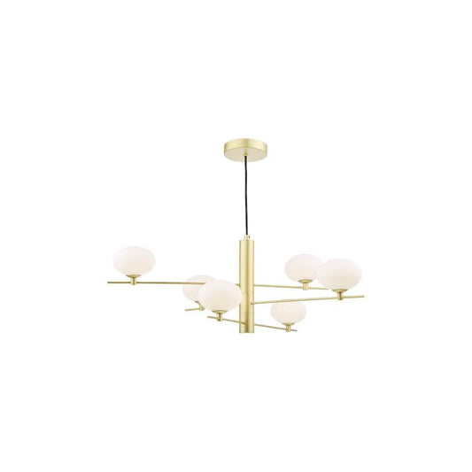dar lighting Där Lighting Group JAS0635 Jasper 6 Light Pendant Satin Gold and Opal Glass - dar lighting Där Lighting Group JAS0635 Jasper 6 Light Pendant Satin Gold and Opal Glass