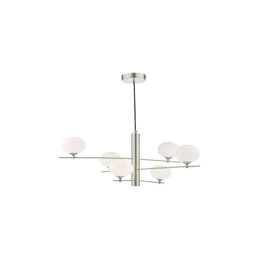 dar lighting Där Lighting Group, JAS0646 Jasper 6 Light Pendant Satin Nickel and Opal Glass - dar lighting Där Lighting Group, JAS0646 Jasper 6 Light Pendant Satin Nickel and Opal Glass