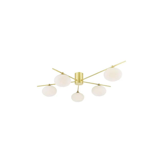 dar lighting Där Lighting Group JAS5435 Jasper 5 Light Semi-Flush Satin Gold and Opal Glass - dar lighting Där Lighting Group JAS5435 Jasper 5 Light Semi-Flush Satin Gold and Opal Glass