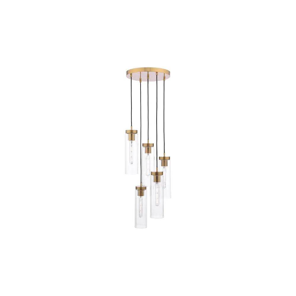 dar lighting Där Lighting Group JOD0563 Jodelle 5 Light Cluster Pendant Polished Bronze and Glass - dar lighting Där Lighting Group JOD0563 Jodelle 5 Light Cluster Pendant Polished Bronze and Glass