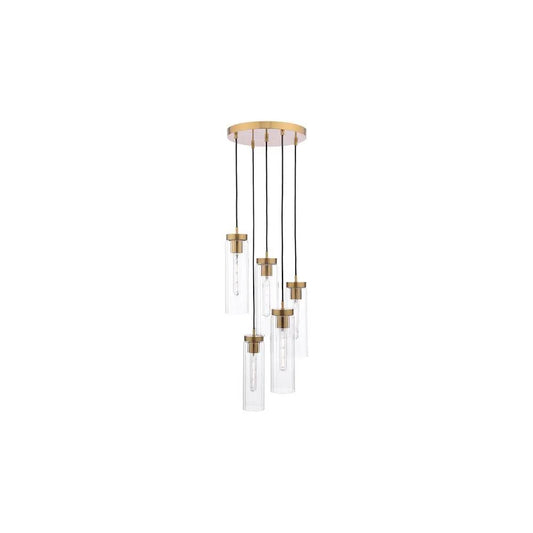 dar lighting Där Lighting Group JOD0563 Jodelle 5 Light Cluster Pendant Polished Bronze and Glass - dar lighting Där Lighting Group JOD0563 Jodelle 5 Light Cluster Pendant Polished Bronze and Glass