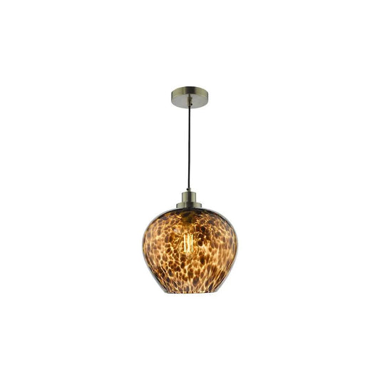dar lighting Där Lighting Group, LEA0106 Leandra Pendant Tortoiseshell Glass and Antique Brass - dar lighting Där Lighting Group, LEA0106 Leandra Pendant Tortoiseshell Glass and Antique Brass