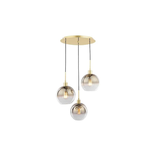 dar lighting Där Lighting Group, LYC8835 Lycia 3 Light Cluster Pendant Polished Gold and Gold Ombre Glass - dar lighting Där Lighting Group, LYC8835 Lycia 3 Light Cluster Pendant Polished Gold and Gold Ombre Glass