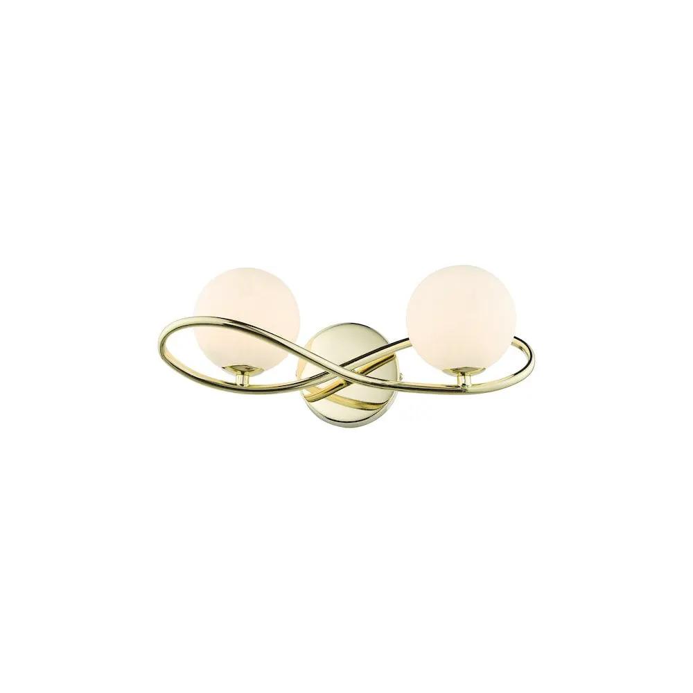 dar lighting Där Lighting Group, LYS0935 Lysandra 2 Light Wall Light Polished Gold and Opal Glass - dar lighting Där Lighting Group, LYS0935 Lysandra 2 Light Wall Light Polished Gold and Opal Glass