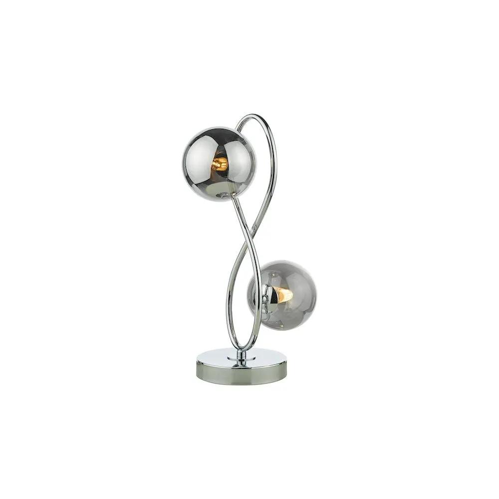 dar lighting Där Lighting Group, LYS4250 Lysandra 2 Light Table Lamp Polished Chrome and Smoked Glass - dar lighting Där Lighting Group, LYS4250 Lysandra 2 Light Table Lamp Polished Chrome and Smoked Glass