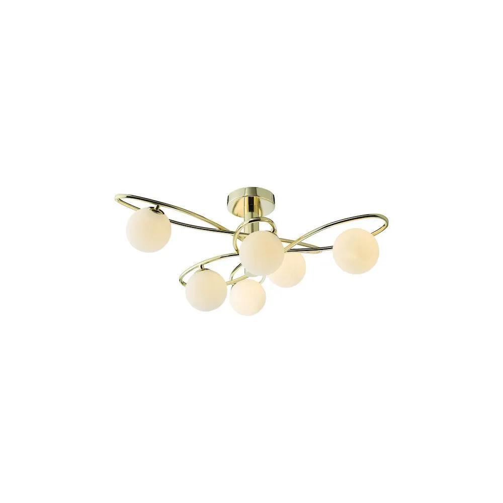 dar lighting Där Lighting Group, LYS6435 Lysandra 6 Light Semi-Flush Polished Gold and Opal Glass - dar lighting Där Lighting Group, LYS6435 Lysandra 6 Light Semi-Flush Polished Gold and Opal Glass