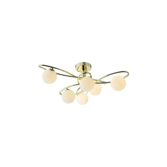 dar lighting Där Lighting Group, LYS6435 Lysandra 6 Light Semi-Flush Polished Gold and Opal Glass - dar lighting Där Lighting Group, LYS6435 Lysandra 6 Light Semi-Flush Polished Gold and Opal Glass