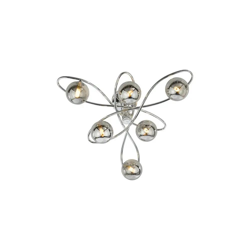 dar lighting Där Lighting Group, LYS6450 Lysandra 6 Light Semi-Flush Polished Chrome and Smoked Glass - dar lighting Där Lighting Group, LYS6450 Lysandra 6 Light Semi-Flush Polished Chrome and Smoked Glass