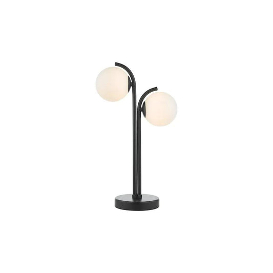dar lighting Där Lighting Group, ORL4222 Orlena 2 Light Table Lamp Matt Black and Opal Glass - dar lighting Där Lighting Group, ORL4222 Orlena 2 Light Table Lamp Matt Black and Opal Glass