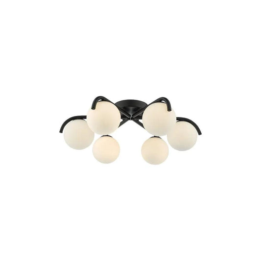 dar lighting Där Lighting Group, ORL6422 Orlena 6 Light Semi-Flush Matt Black and Opal Glass - dar lighting Där Lighting Group, ORL6422 Orlena 6 Light Semi-Flush Matt Black and Opal Glass
