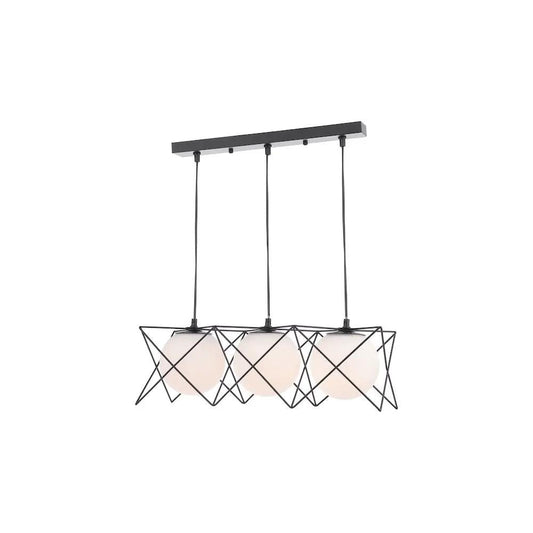dar lighting Där Lighting Group, DRE0322 Dreyson 3 Light Bar Pendant Matt Black and Opal Glass (S) - dar lighting Där Lighting Group, DRE0322 Dreyson 3 Light Bar Pendant Matt Black and Opal Glass (S)