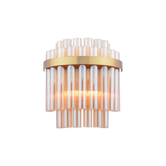dar lighting Där Lighting Group, IMA0935 Imani 2 Light Wall Light Natural Brass and Champagne Glass - dar lighting Där Lighting Group, IMA0935 Imani 2 Light Wall Light Natural Brass and Champagne Glass