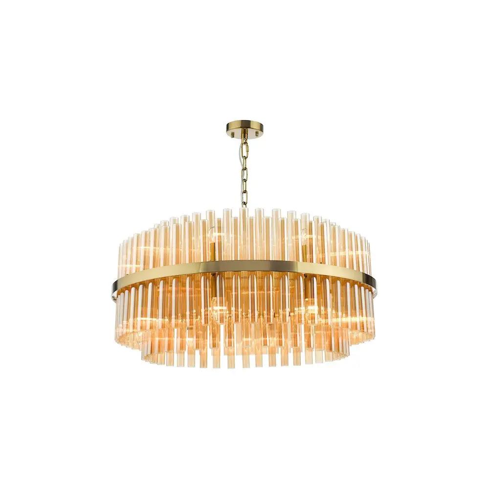 dar lighting Där Lighting Group, IMA1635 Imani 16 Light Pendant Natural Brass and Champagne Glass - dar lighting Där Lighting Group, IMA1635 Imani 16 Light Pendant Natural Brass and Champagne Glass