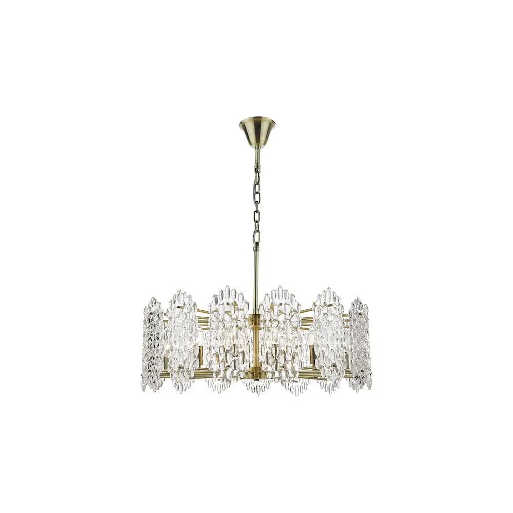 dar lighting Där Lighting Group, POR1575 Porthos 15 Light Pendant Antique Brass Glass - dar lighting Där Lighting Group, POR1575 Porthos 15 Light Pendant Antique Brass Glass