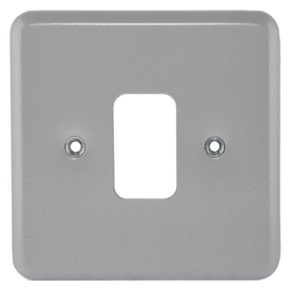 Metalclad 1-gang grid switch front plate for UK electrical socket installations