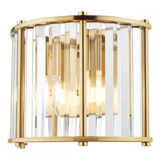 dar lighting Där Lighting Group, KIR0935 Kiran 2 Light Wall Light Natural Brass and Glass - dar lighting Där Lighting Group, KIR0935 Kiran 2 Light Wall Light Natural Brass and Glass