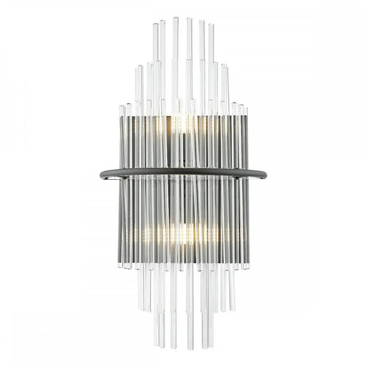dar lighting Där Lighting Group, LUK0922 Lukas 2 Light Wall Light Satin Black and Glass - dar lighting Där Lighting Group, LUK0922 Lukas 2 Light Wall Light Satin Black and Glass