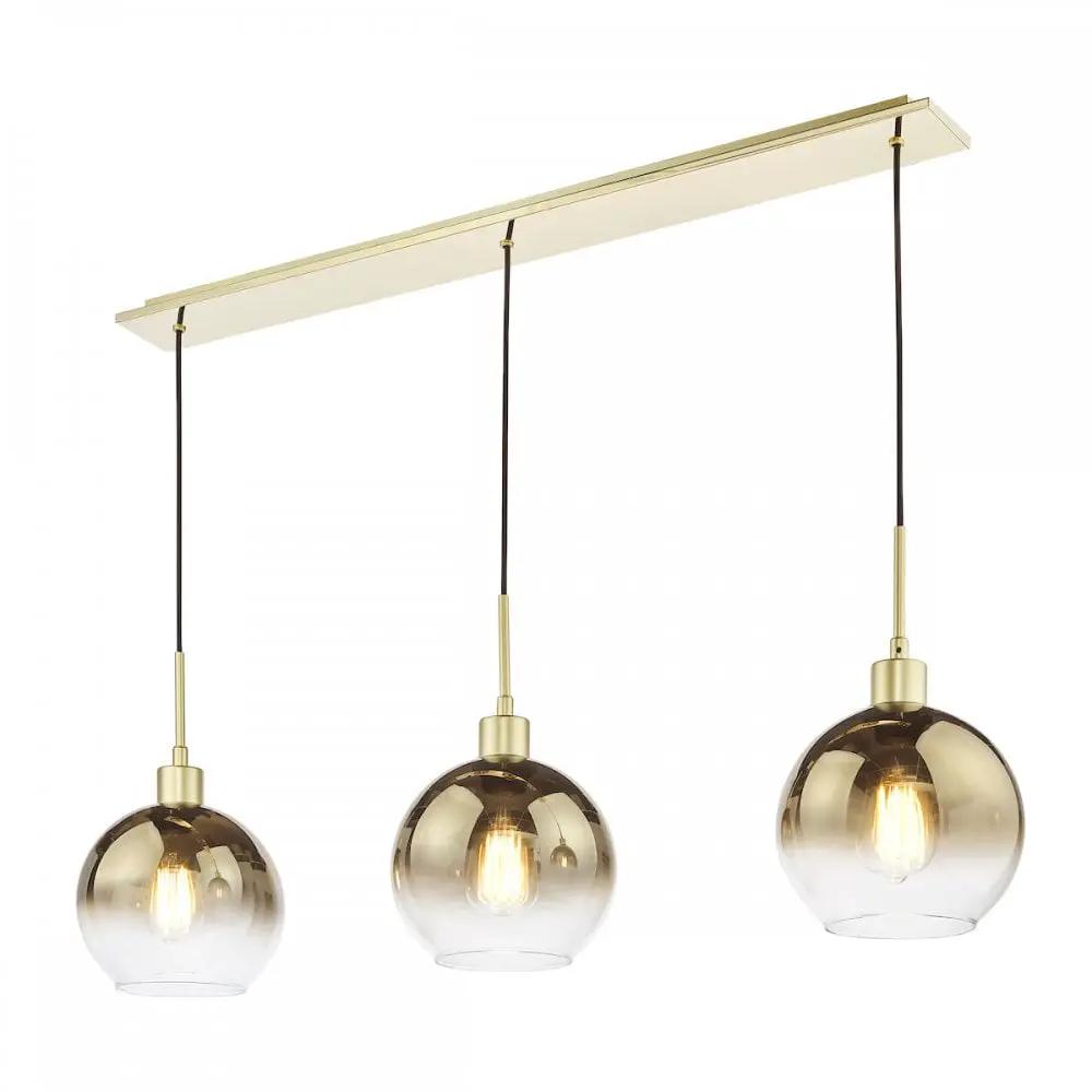 dar lighting Där Lighting Group LYC0335 Lycia 3 Light Bar Pendant Satin Gold and Gold Ombre Glass - dar lighting Där Lighting Group LYC0335 Lycia 3 Light Bar Pendant Satin Gold and Gold Ombre Glass