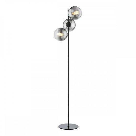 dar lighting Där Lighting Group, LYC4922 Lycia 3 Light Floor Lamp Matt Black and Smoked Ombre Glass - dar lighting Där Lighting Group, LYC4922 Lycia 3 Light Floor Lamp Matt Black and Smoked Ombre Glass