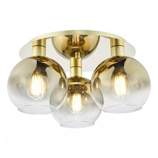dar lighting Där Lighting Group, LYC5335 Lycia 3 Light Flush Satin Gold and Gold Ombre Glass - dar lighting Där Lighting Group, LYC5335 Lycia 3 Light Flush Satin Gold and Gold Ombre Glass