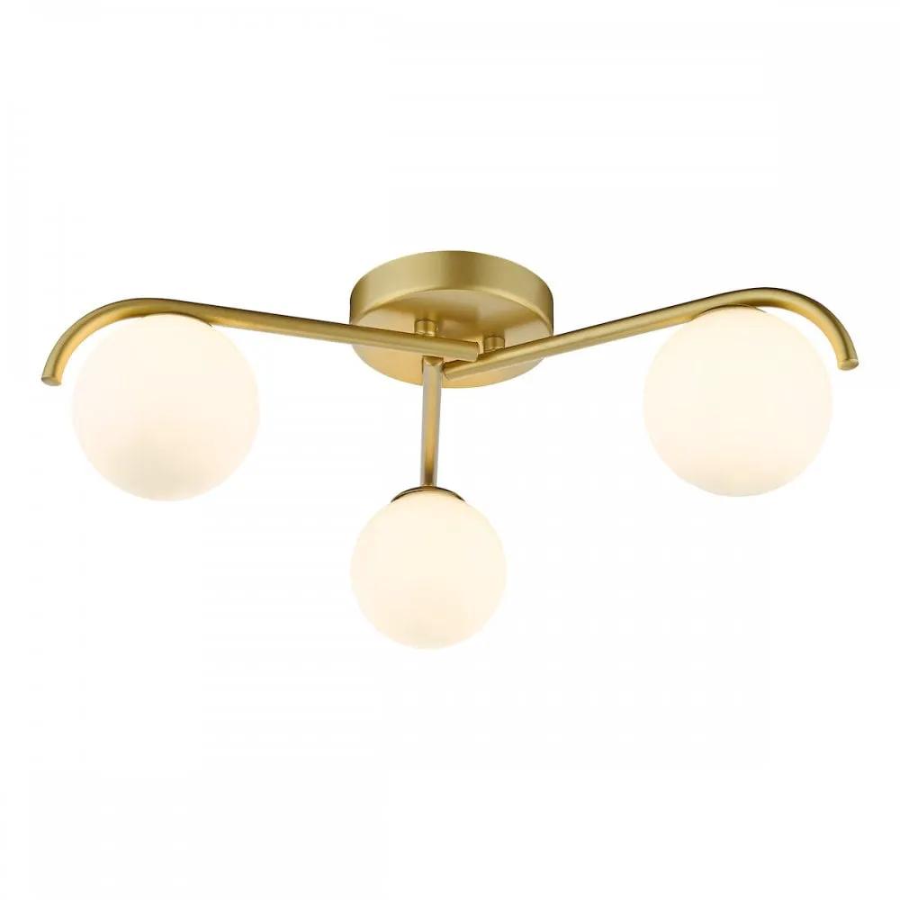dar lighting Där Lighting Group ORL5335 Orlena 3 Light Flush Satin Gold and Opal Glass - dar lighting Där Lighting Group ORL5335 Orlena 3 Light Flush Satin Gold and Opal Glass