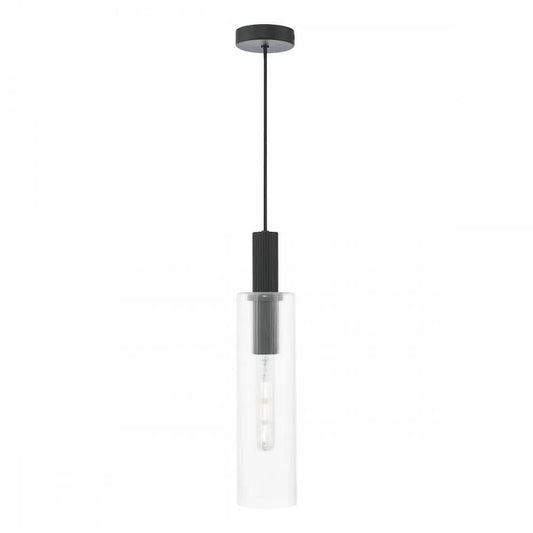 dar lighting Där Lighting Group, RUB0122 Ruben Pendant Satin Black and Ribbed Glass - dar lighting Där Lighting Group, RUB0122 Ruben Pendant Satin Black and Ribbed Glass