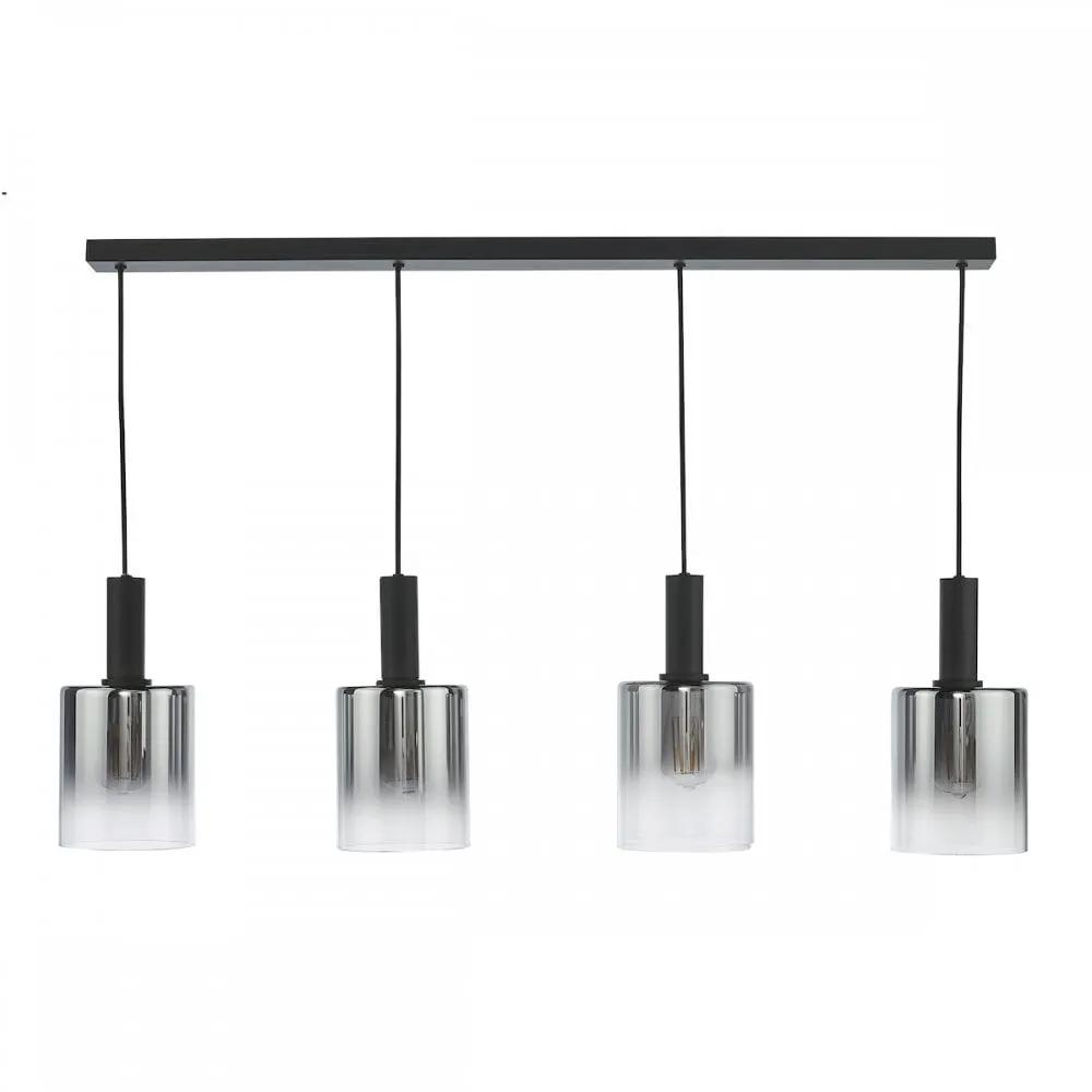 dar lighting Där Lighting Group, SAV0422 Savannah 4 Light Bar Pendant Matt Black and Smoked Glass - dar lighting Där Lighting Group, SAV0422 Savannah 4 Light Bar Pendant Matt Black and Smoked Glass