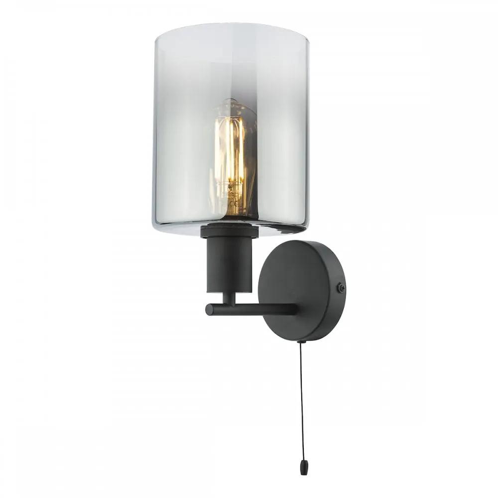 dar lighting Där Lighting Group SAV0722 Savannah Wall Light Matt Black and Smoked Glass - dar lighting Där Lighting Group SAV0722 Savannah Wall Light Matt Black and Smoked Glass
