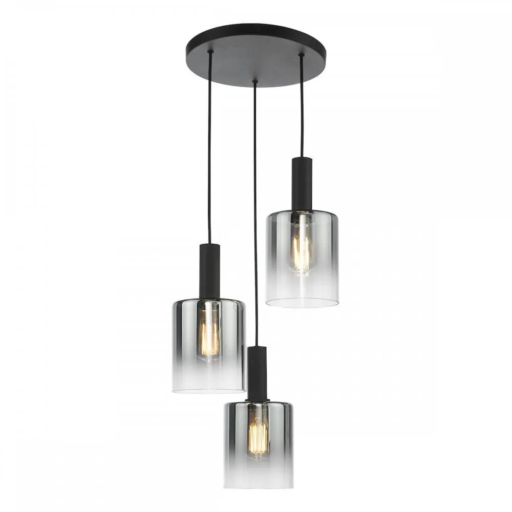 dar lighting Där Lighting Group SAV8822 Savannah 3 Light Cluster Pendant Matt Black and Smoked Glass - dar lighting Där Lighting Group SAV8822 Savannah 3 Light Cluster Pendant Matt Black and Smoked Glass