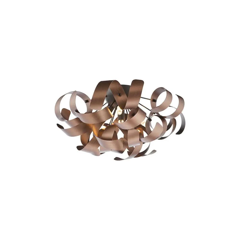 dar lighting Där Lighting Group, SWA0422-06 Swash 4 Light Flush Black With Copper Ribbons - dar lighting Där Lighting Group, SWA0422-06 Swash 4 Light Flush Black With Copper Ribbons
