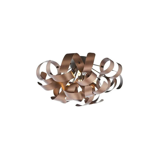 dar lighting Där Lighting Group, SWA0422-06 Swash 4 Light Flush Black With Copper Ribbons - dar lighting Där Lighting Group, SWA0422-06 Swash 4 Light Flush Black With Copper Ribbons