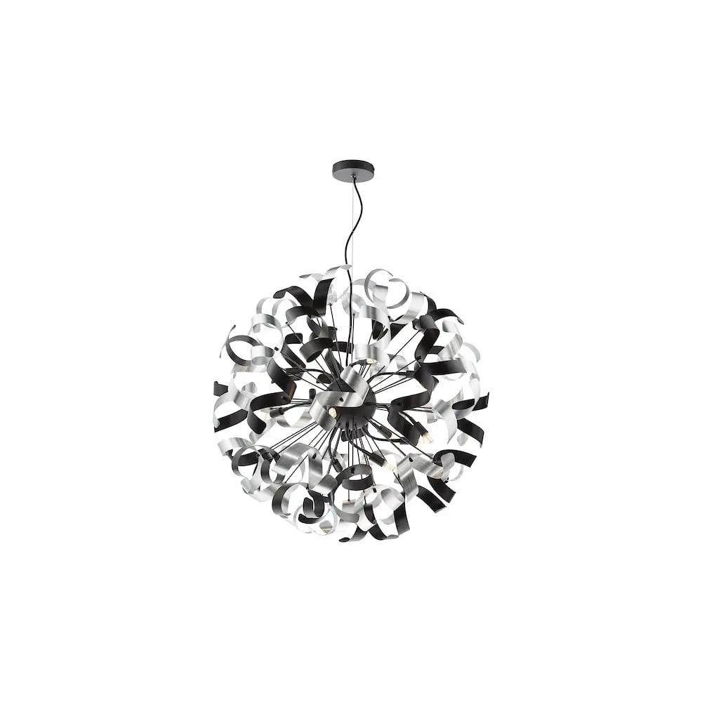 dar lighting Där Lighting Group, SWA1222-01 Swash 12 Light Pendant Black With Black & Aluminium Ribbons - dar lighting Där Lighting Group, SWA1222-01 Swash 12 Light Pendant Black With Black & Aluminium Ribbons