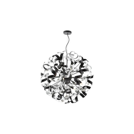 dar lighting Där Lighting Group, SWA1222-01 Swash 12 Light Pendant Black With Black & Aluminium Ribbons - dar lighting Där Lighting Group, SWA1222-01 Swash 12 Light Pendant Black With Black & Aluminium Ribbons