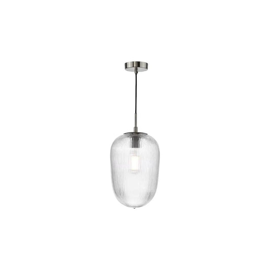 dar lighting Där Lighting Group, ABR0108 Abrielle Pendant Polished Nickel and Ribbed Glass - dar lighting Där Lighting Group, ABR0108 Abrielle Pendant Polished Nickel and Ribbed Glass