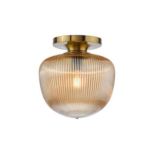 dar lighting Där Lighting Group, ABR5206 Abrielle Flush Brushed Bronze and Amber Ribbed Glass - dar lighting Där Lighting Group, ABR5206 Abrielle Flush Brushed Bronze and Amber Ribbed Glass